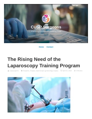The Rising Need of the Laparoscopy Training Program