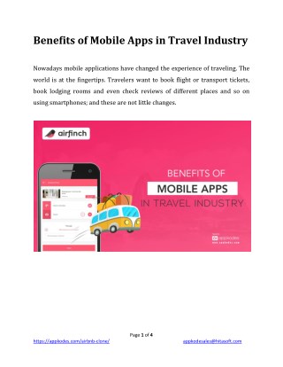 Benefits of Mobile Apps in Travel Industry