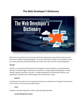 The Web Developerâ€™s Dictionary