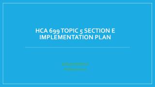 HCA 699 Topic 5 Section E Implementation Plan