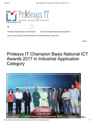 Basis National ICT Awards 2017 Champion | Pridesys IT Ltd