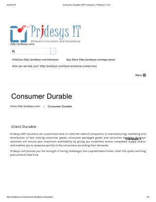 Consumer Durables ERP Company | Pridesys IT Ltd