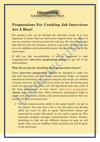 Preparations For Cracking Job Interviews Are A Must!