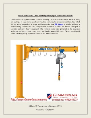 Prefer Best Electric Chain Hoist Depending Upon Your Considerations