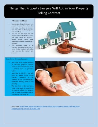 Things That Property Lawyers Will Add in Your Property Selling Contract