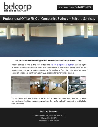 Professional Office Fit Out Companies Sydney â€“ Belcorp Services