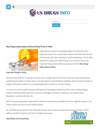 Buy Cheap Hydrocodone Online at Best Price in USA!!