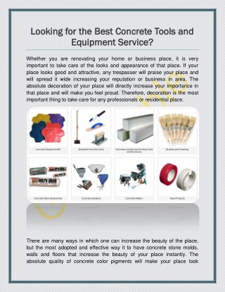 Looking for the Best Concrete Tools and Equipment Service?