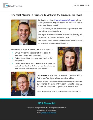 Financial Planner in Brisbane to Achieve the Financial Freedom