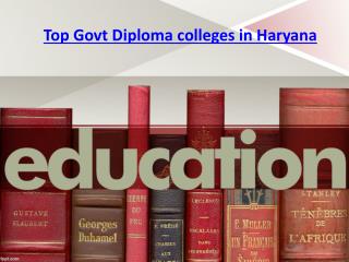 Top Govt Diploma colleges in Haryana