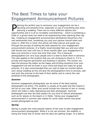 The Best Times to take your Engagement Announcement Pictures