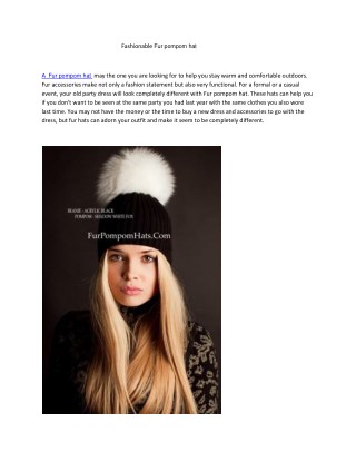 Fashionable Fur pompom hat