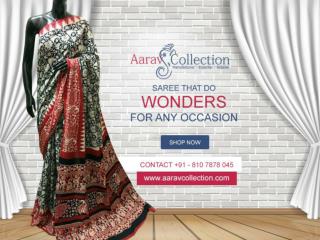 Buy Beautiful Online Designer Cotton Sarees at Aarav Collection