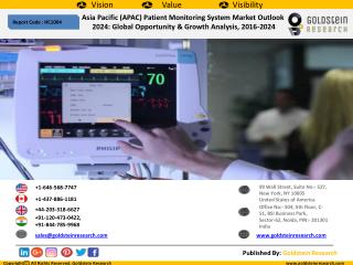 Asia Pacific (APAC) Patient Monitoring System Market Outlook 2024: Global Opportunity & Growth Analysis, 2016-2024