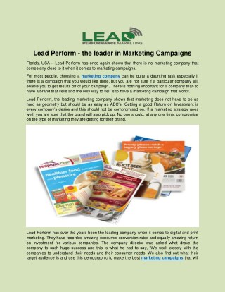 Lead Perform - the leader in Marketing Campaigns