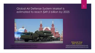 Global Air Defense System Market is estimated to reach $49.5 billion by 2025;