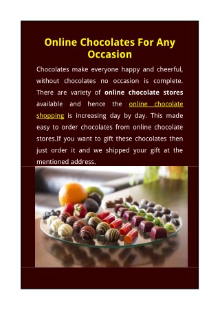Online Chocolates For Any Occasion