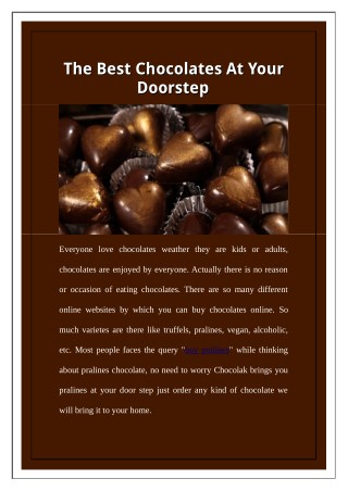 The Best Chocolates At Your Doorstep