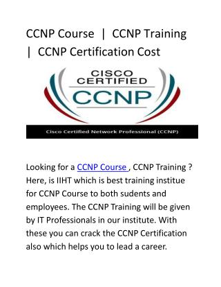 CCNP Certification Cost | CCNP Course | CCNP Training