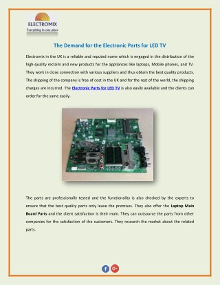 The Demand for the Electronic Parts for LED TV