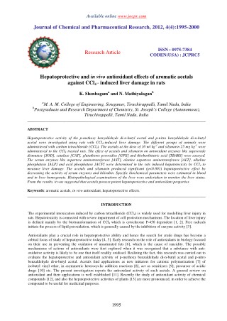 Hepatoprotective and in vivo antioxidant effects of aromatic acetals against CCl4 - induced liver damage in rats