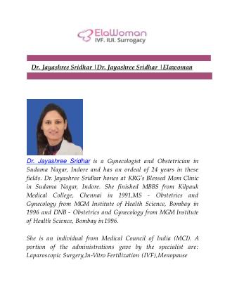 Dr. Jayashree Sridhar | Dr. Jayashree Sridhar | Elawoman