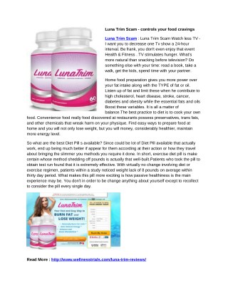 Luna Trim Scam - It helps in burning up more and more calories from your body