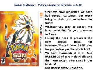 Trading Card Games â€“ Pokemon, Magic the Gathering, Yu-Gi-Oh