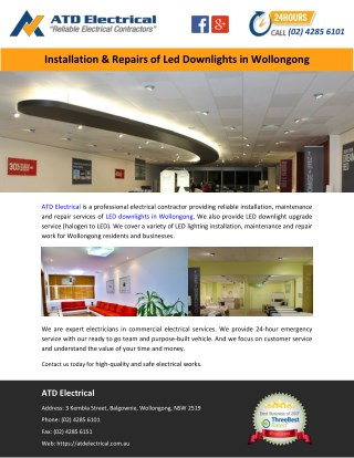 Installation & Repairs of Led Downlights in Wollongong