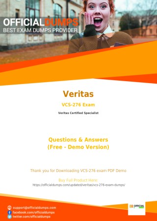 VCS-276 PDF - Test Your Knowledge With Actual Veritas VCS-276 Exam Questions - OfficialDumps