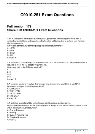 Passed C9010-251 with Testpassport Questions