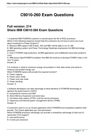 Passsed C9010-260 with Testpassport Dumps