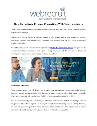 How To Cultivate Personal Connections With Your Candidates