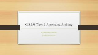 CIS 558 Week 5 Automated Auditing