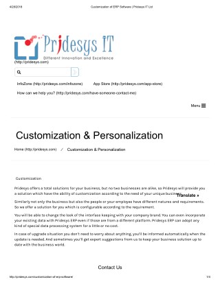 Customization of ERP Software | Pridesys IT Ltd