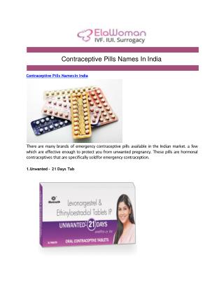 contraceptive pills names in india.