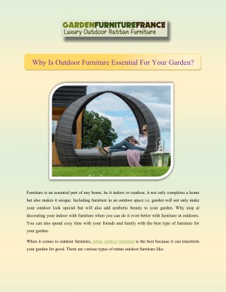 Why outdoor furniture is essential for your garden