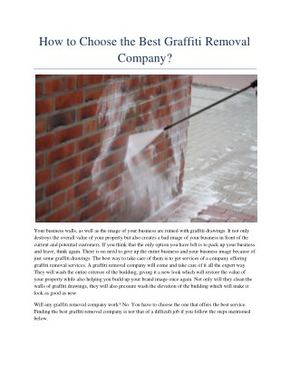 How to Choose the Best Graffiti Removal Company