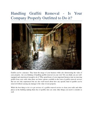 Handling Graffiti Removal â€“ Is Your Company Properly Outfitted to Do it?
