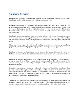 Caulking Services