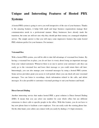 Unique and Interesting Features of Hosted PBX Systems