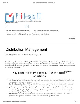 ERP Distribution Management | Pridesys IT Ltd