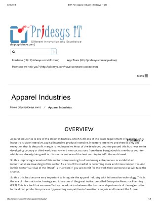ERP For Apparel Industry | Pridesys IT Ltd