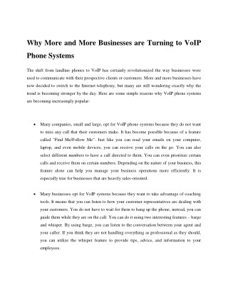Why More and More Businesses are Turning to VoIP Phone Systems