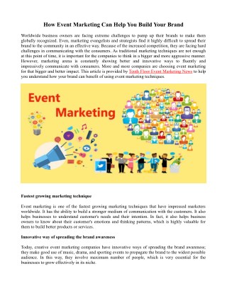 How Event Marketing Can Help You Build Your Brand