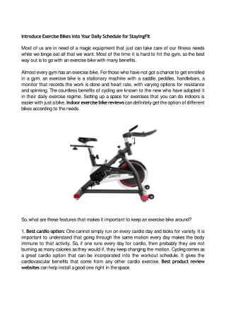 Introduce Exercise Bikes into Your Daily Schedule for Staying Fit