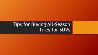 Tips for Buying All-Season Tires for SUVs