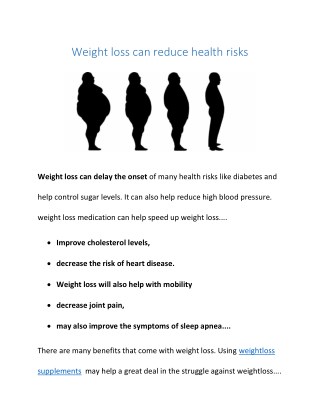 Weight Loss Can Reduce Health Risks