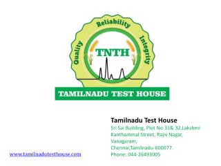 Water Testing Labs in Chennai - TNTH