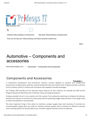 ERP Implementation in Automobile Industry | Pridesys IT Ltd